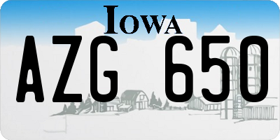 IA license plate AZG650