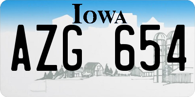 IA license plate AZG654