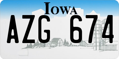 IA license plate AZG674