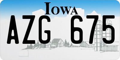 IA license plate AZG675