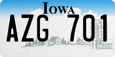 IA license plate AZG701
