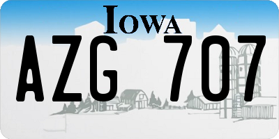 IA license plate AZG707
