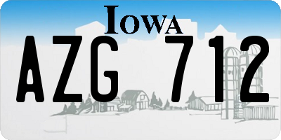 IA license plate AZG712