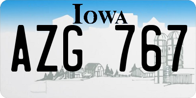 IA license plate AZG767