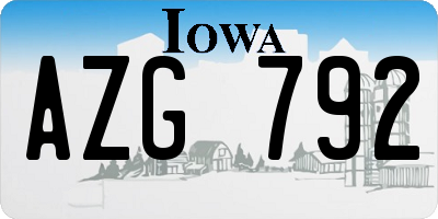 IA license plate AZG792
