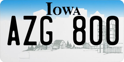 IA license plate AZG800
