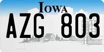 IA license plate AZG803