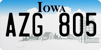 IA license plate AZG805