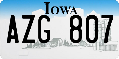 IA license plate AZG807
