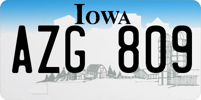 IA license plate AZG809