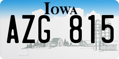 IA license plate AZG815