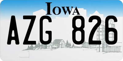IA license plate AZG826