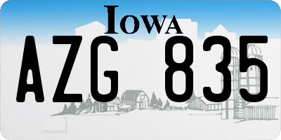 IA license plate AZG835