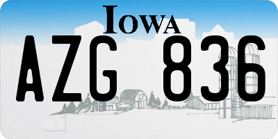 IA license plate AZG836