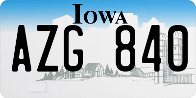 IA license plate AZG840