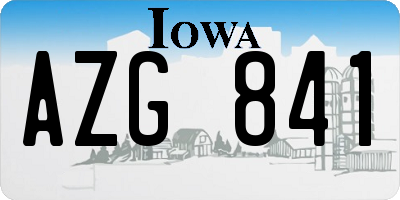 IA license plate AZG841