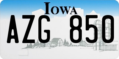 IA license plate AZG850