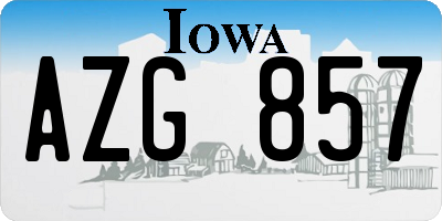 IA license plate AZG857