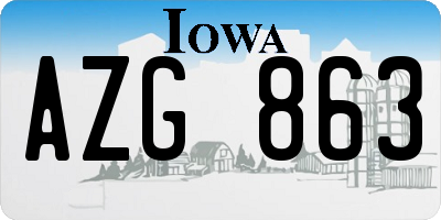 IA license plate AZG863