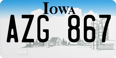 IA license plate AZG867