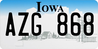 IA license plate AZG868
