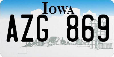 IA license plate AZG869