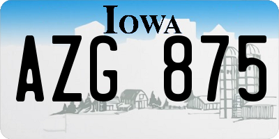IA license plate AZG875