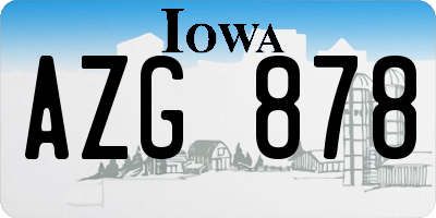 IA license plate AZG878