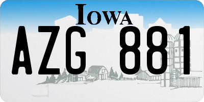 IA license plate AZG881