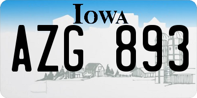 IA license plate AZG893