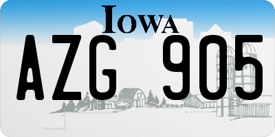 IA license plate AZG905