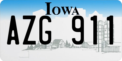 IA license plate AZG911