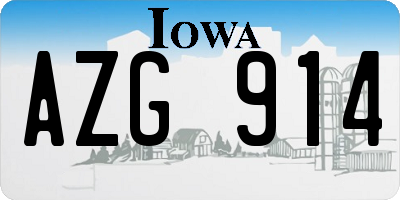 IA license plate AZG914