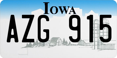 IA license plate AZG915