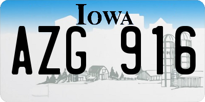 IA license plate AZG916