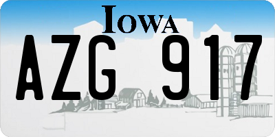 IA license plate AZG917