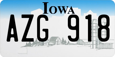 IA license plate AZG918