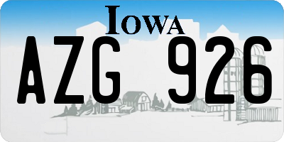 IA license plate AZG926