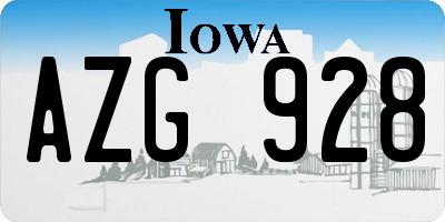 IA license plate AZG928