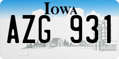 IA license plate AZG931