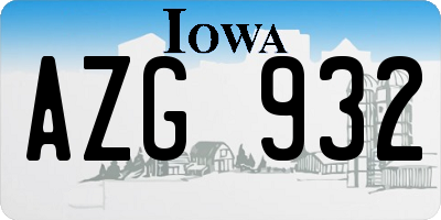 IA license plate AZG932