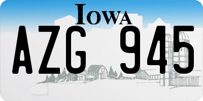 IA license plate AZG945