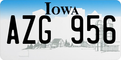 IA license plate AZG956