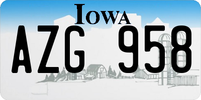 IA license plate AZG958
