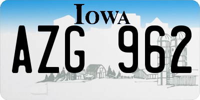 IA license plate AZG962