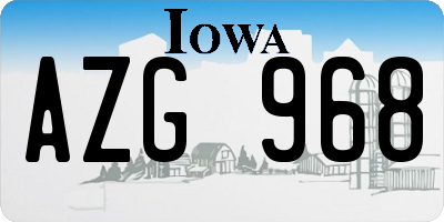 IA license plate AZG968