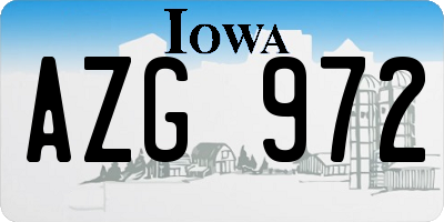 IA license plate AZG972