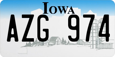 IA license plate AZG974