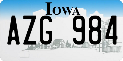 IA license plate AZG984