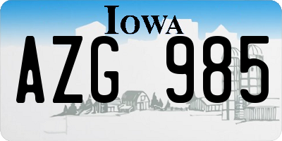 IA license plate AZG985